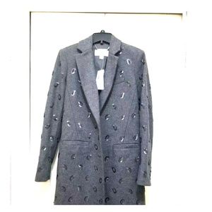 Wool Trenchcoat- XS - Charcoal w/sequin detail